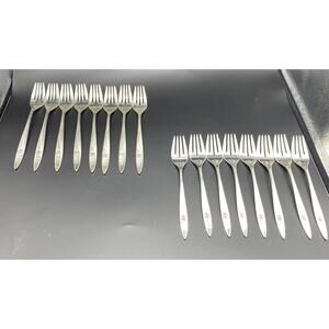 Set 16 VTG Morning Rose Silverplate by ONEIDA COMMUNITY Dinner Salad Forks MCM